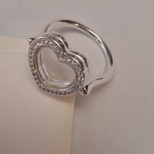 New Pandora Silver Heart Ring 8.5 with Sparkling Accents.